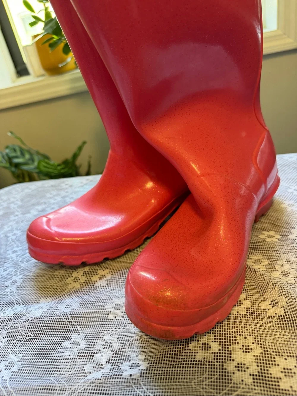 Hunter Glossy Pink Knee-High Rain Boots